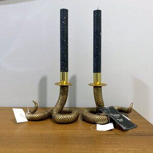 SET of 2  Martha Stewart Gold Tone Snake Serpent Candle Holder Gothic Halloween